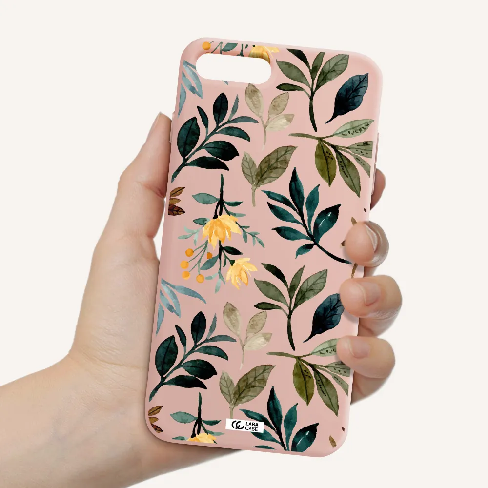 Fall Flowers Apple iPhone 7 plus Silicone pastel pink Case