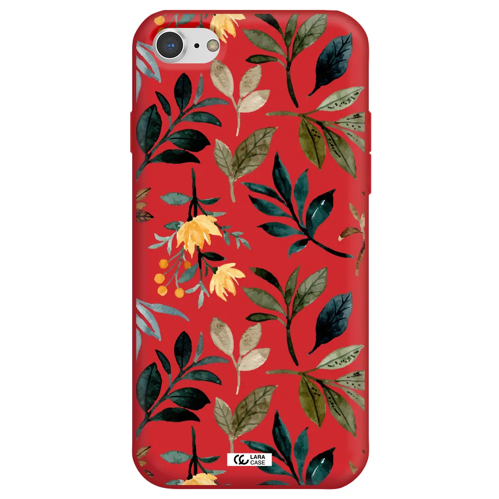 Fall Flowers Apple iPhone 7 Silicone Imperial Red Case