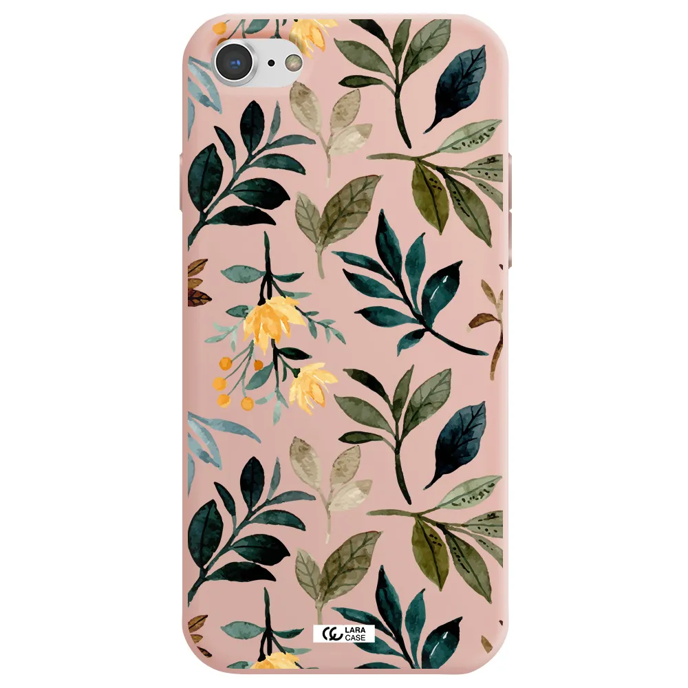 Fall Flowers Apple iPhone 7 Silicone pastel pink Case