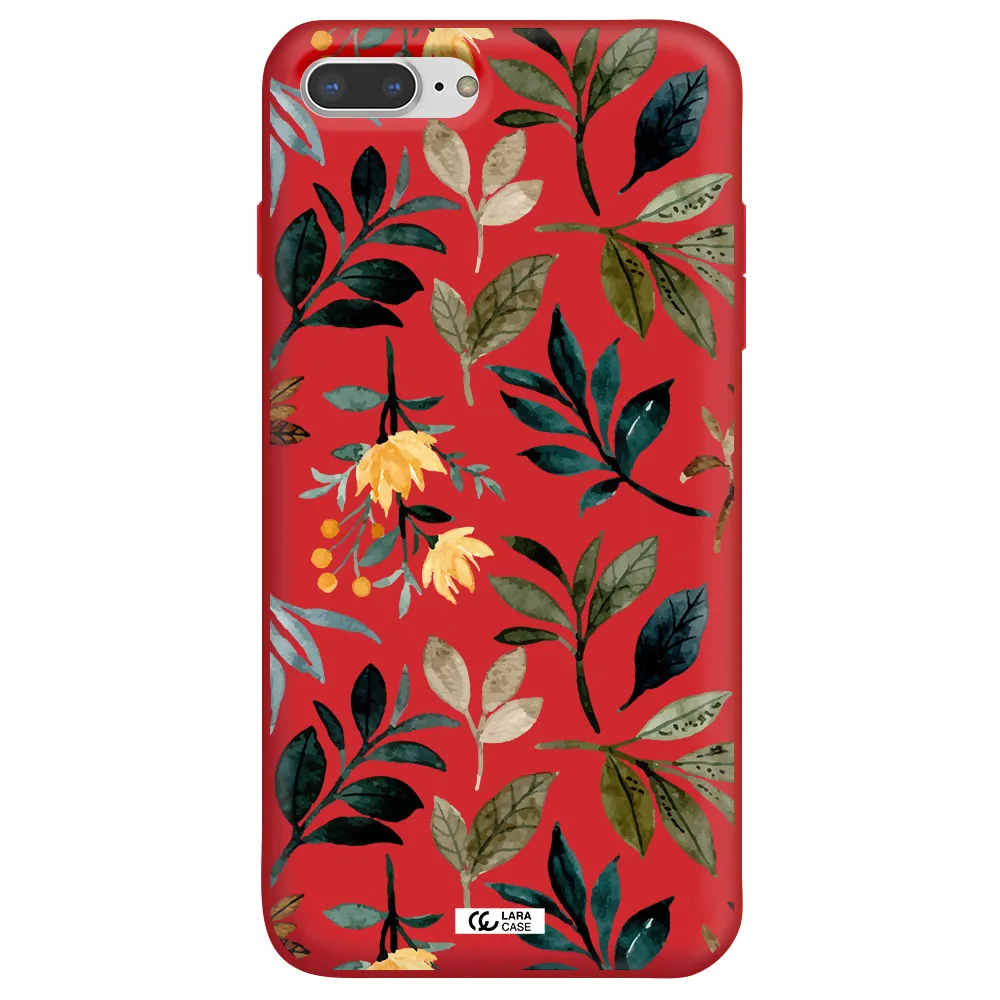 Fall Flowers Apple iPhone 8 plus Silicone Imperial Red Case