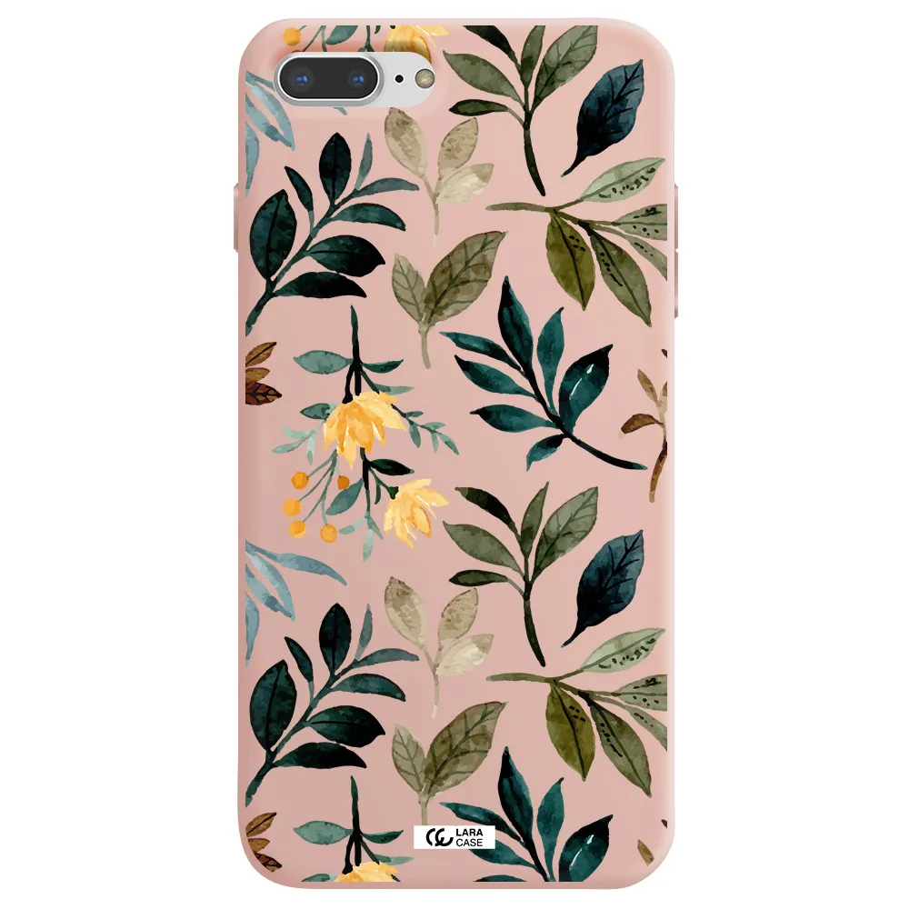 Fall Flowers Apple iPhone 8 plus Silicone pastel pink Case