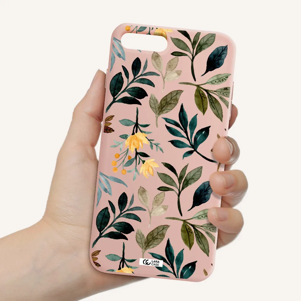 Fall Flowers Apple iPhone 8 plus Silicone pastel pink Case