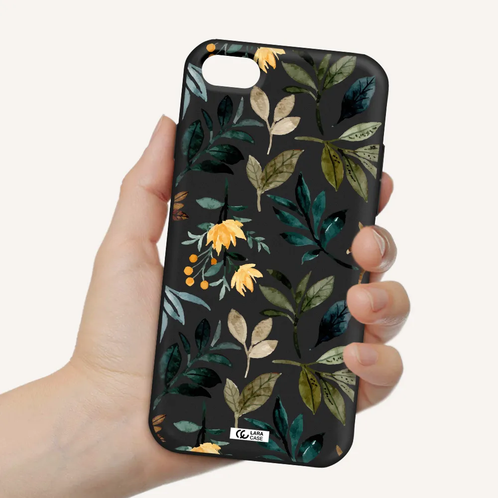 Fall Flowers Apple iPhone 8 Silicone black Case