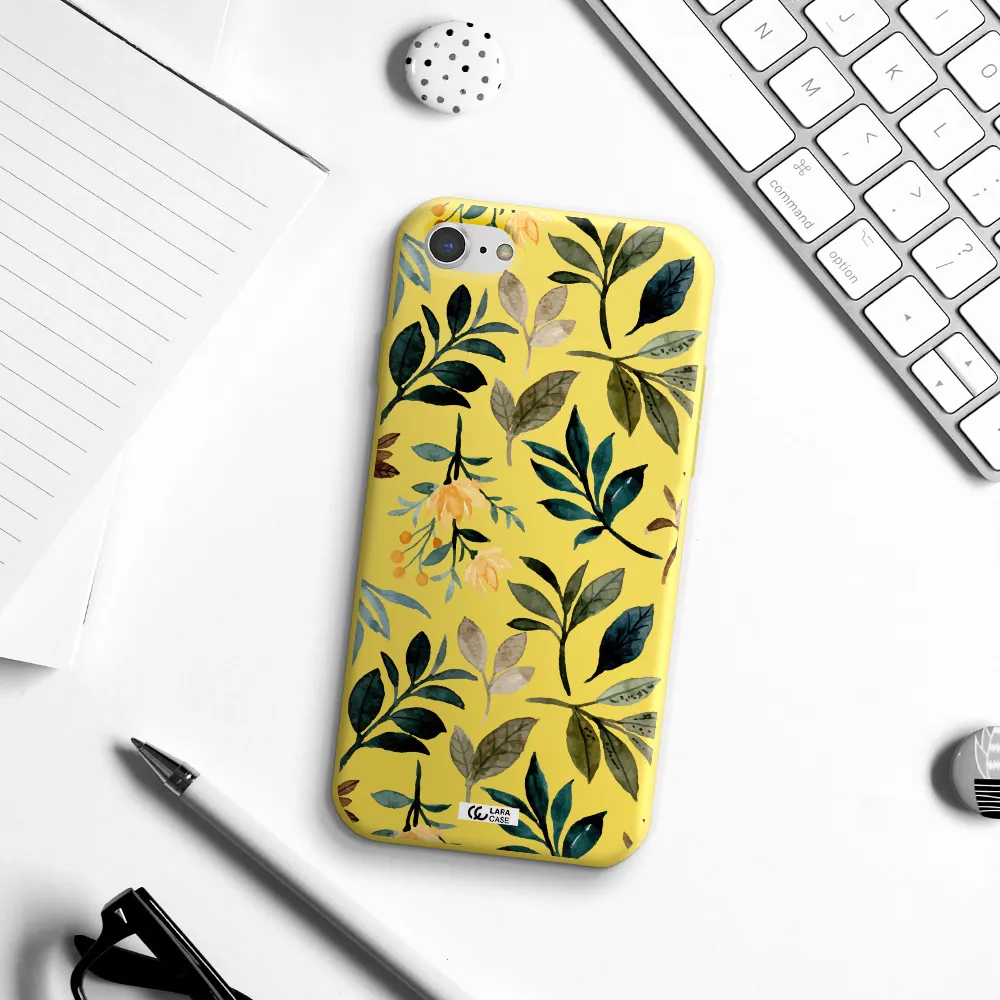 Fall Flowers Apple iPhone 8 Silicone canary yellow Case