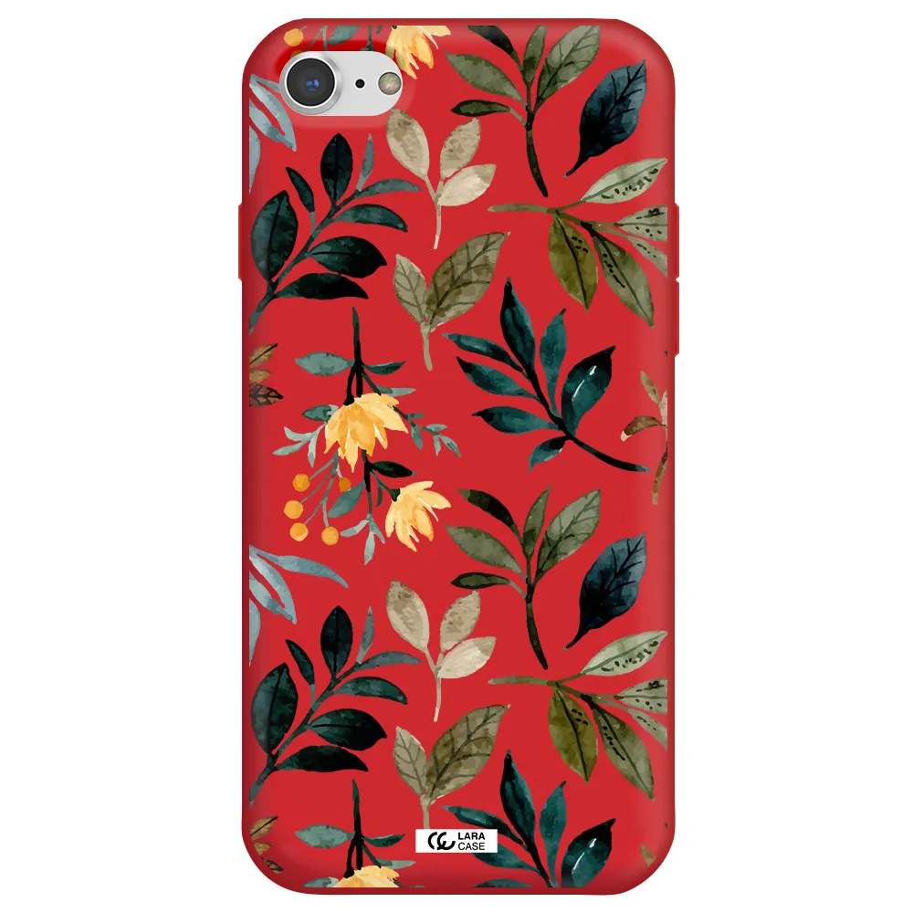 Fall Flowers Apple iPhone 8 Silicone Imperial Red Case