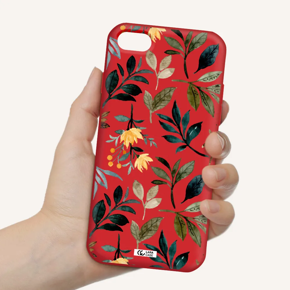 Fall Flowers Apple iPhone 8 Silicone Imperial Red Case