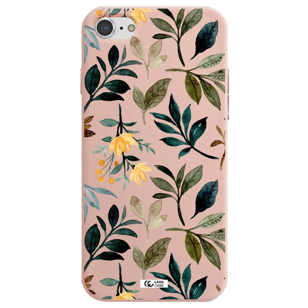 Fall Flowers Apple iPhone 8 Silicone pastel pink Case