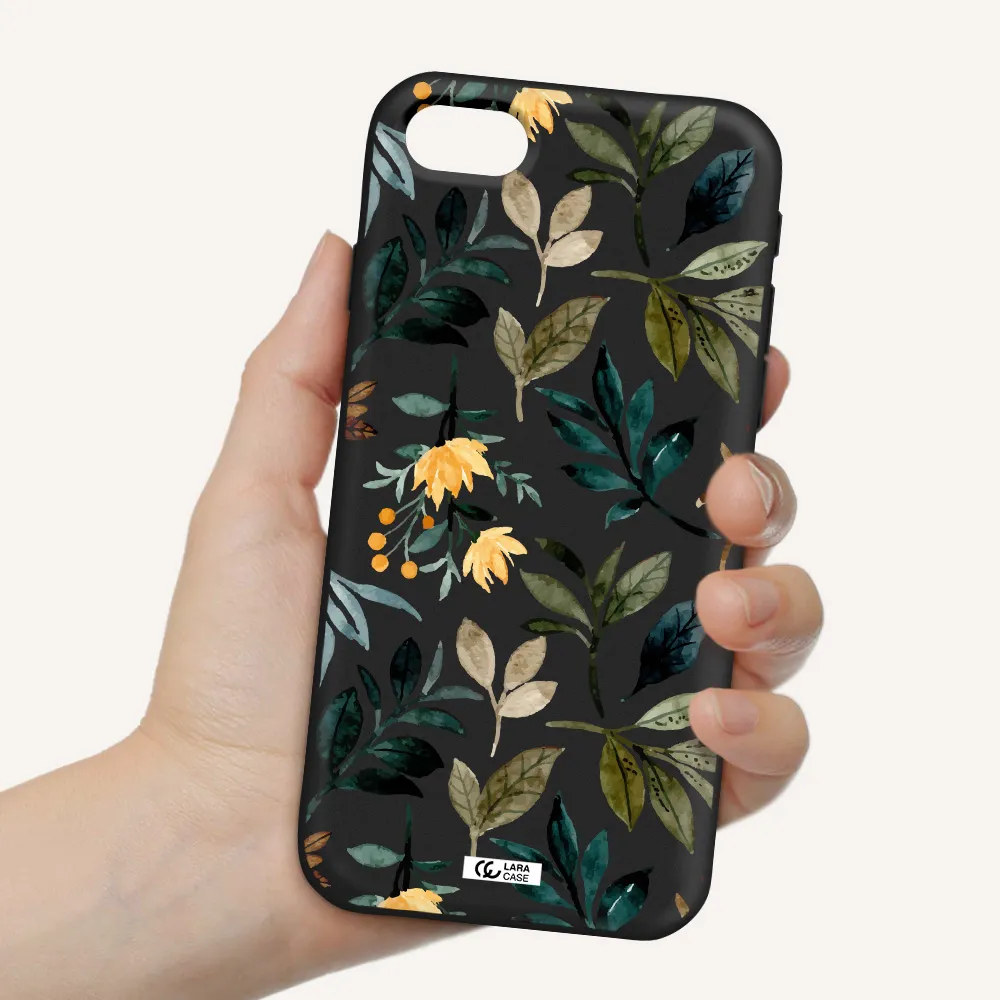 Fall Flowers Apple iPhone se 2020 Silicone black Case