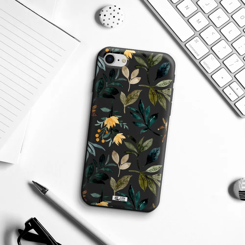 Fall Flowers Apple iPhone se 2020 Silicone black Case