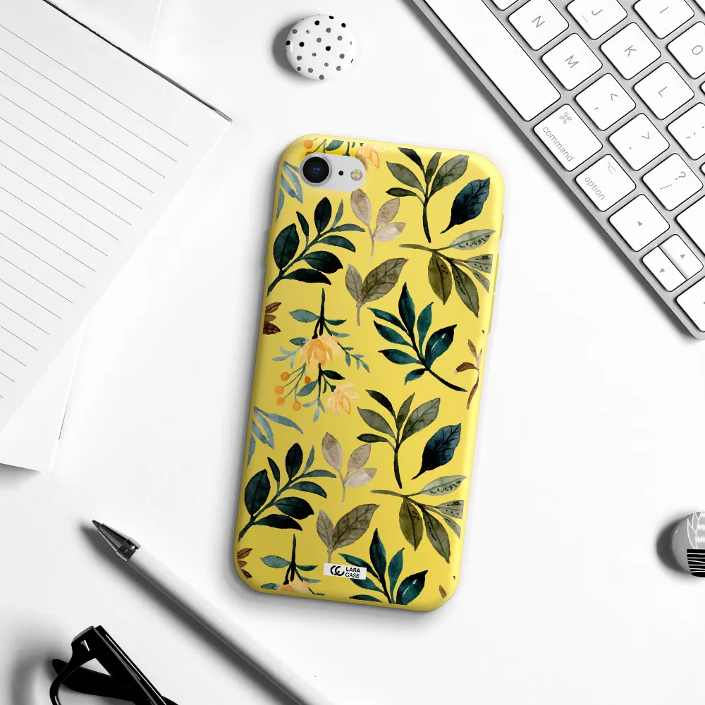 Fall Flowers Apple iPhone se 2020 Silicone canary yellow Case