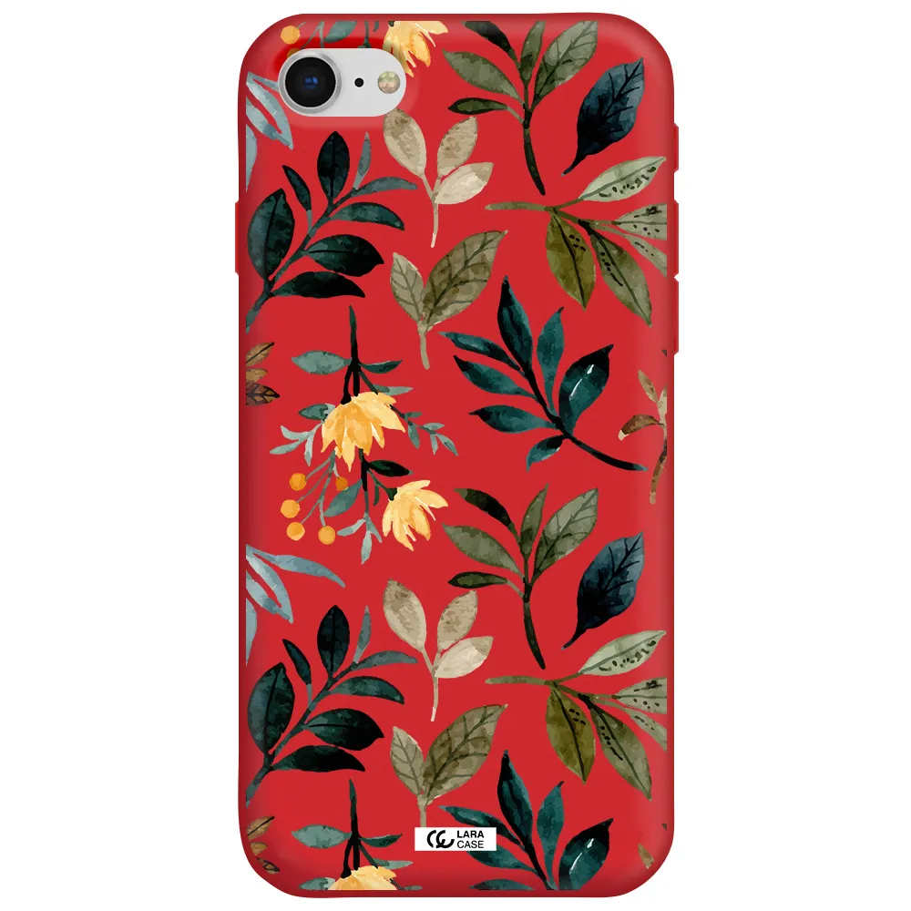 Fall Flowers Apple iPhone se 2020 Silicone Imperial Red Case