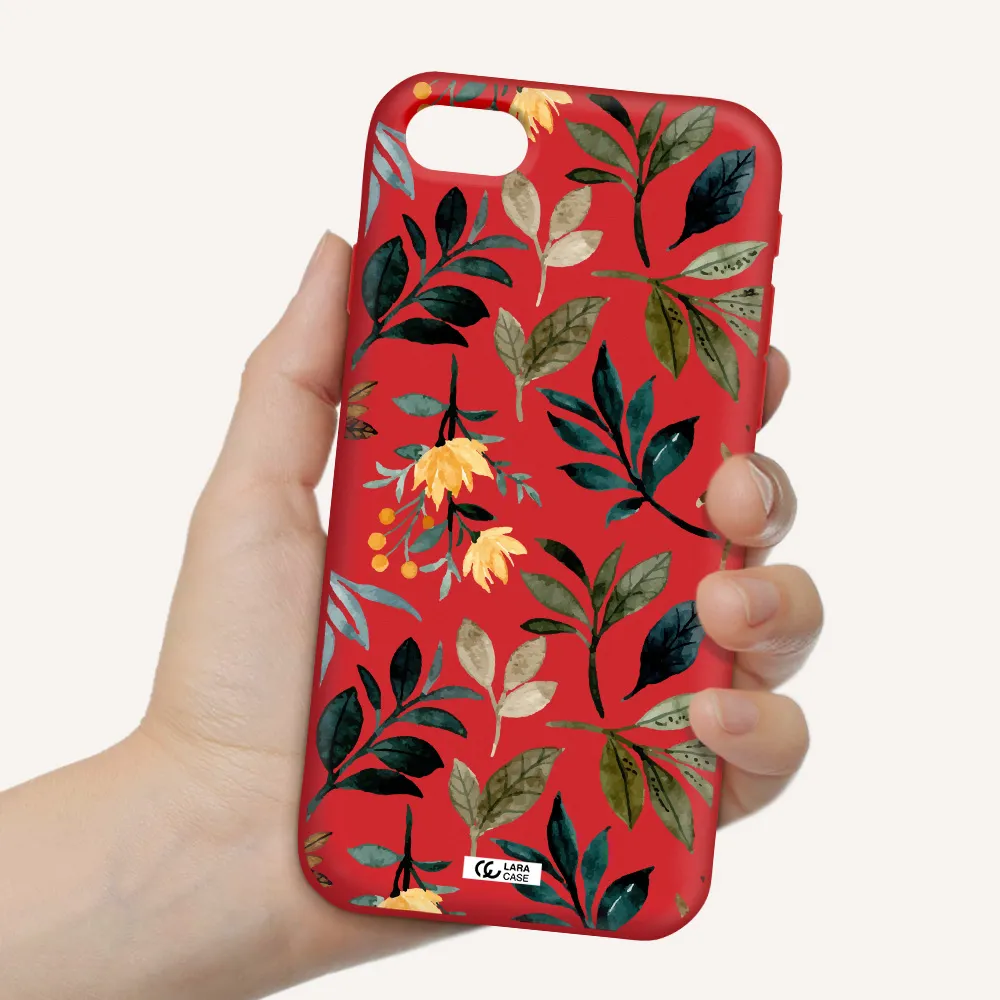 Fall Flowers Apple iPhone se 2020 Silicone Imperial Red Case
