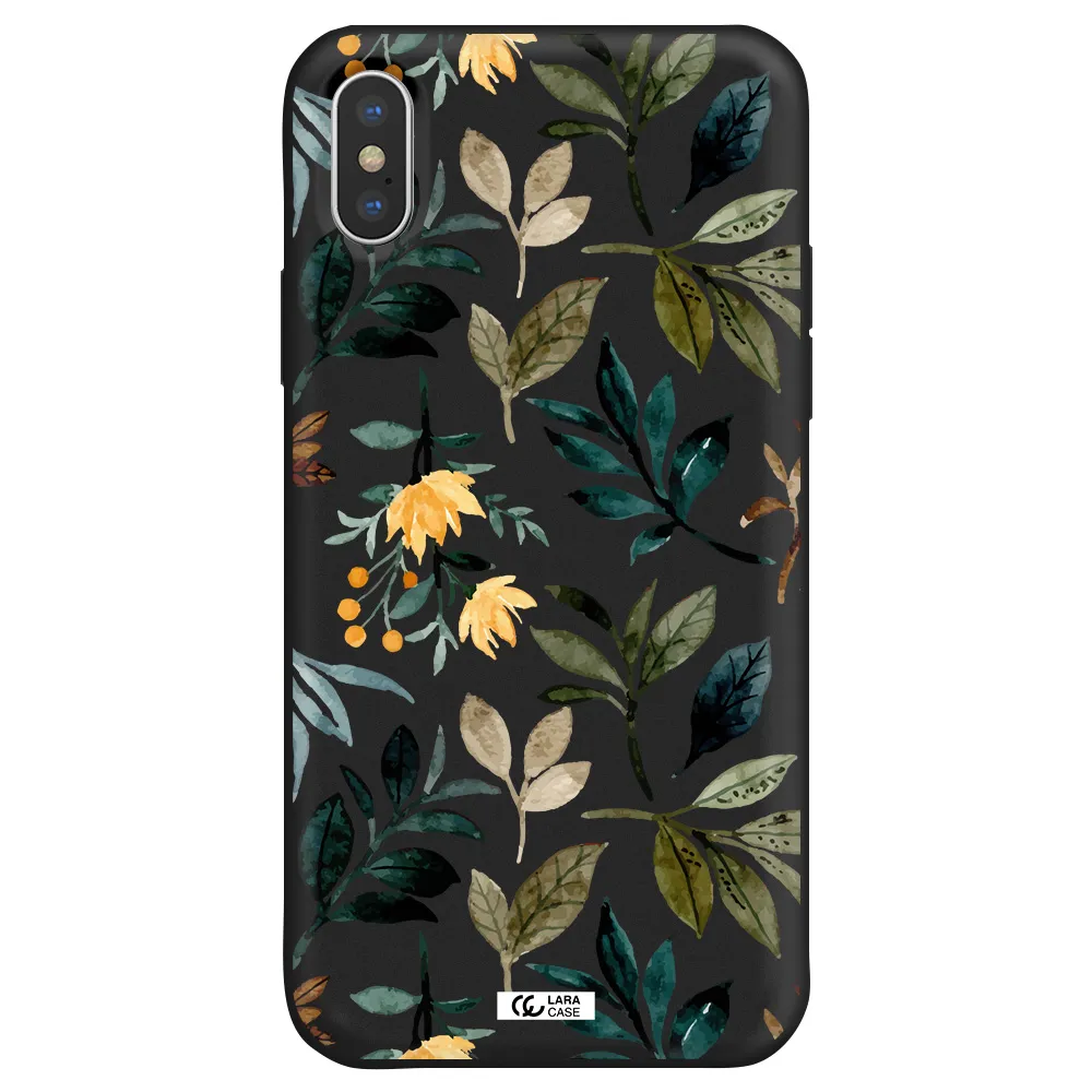 Fall Flowers Apple iPhone X Silicone black Case