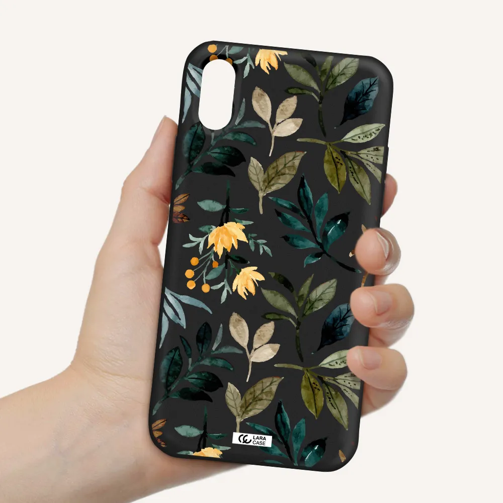 Fall Flowers Apple iPhone X Silicone black Case