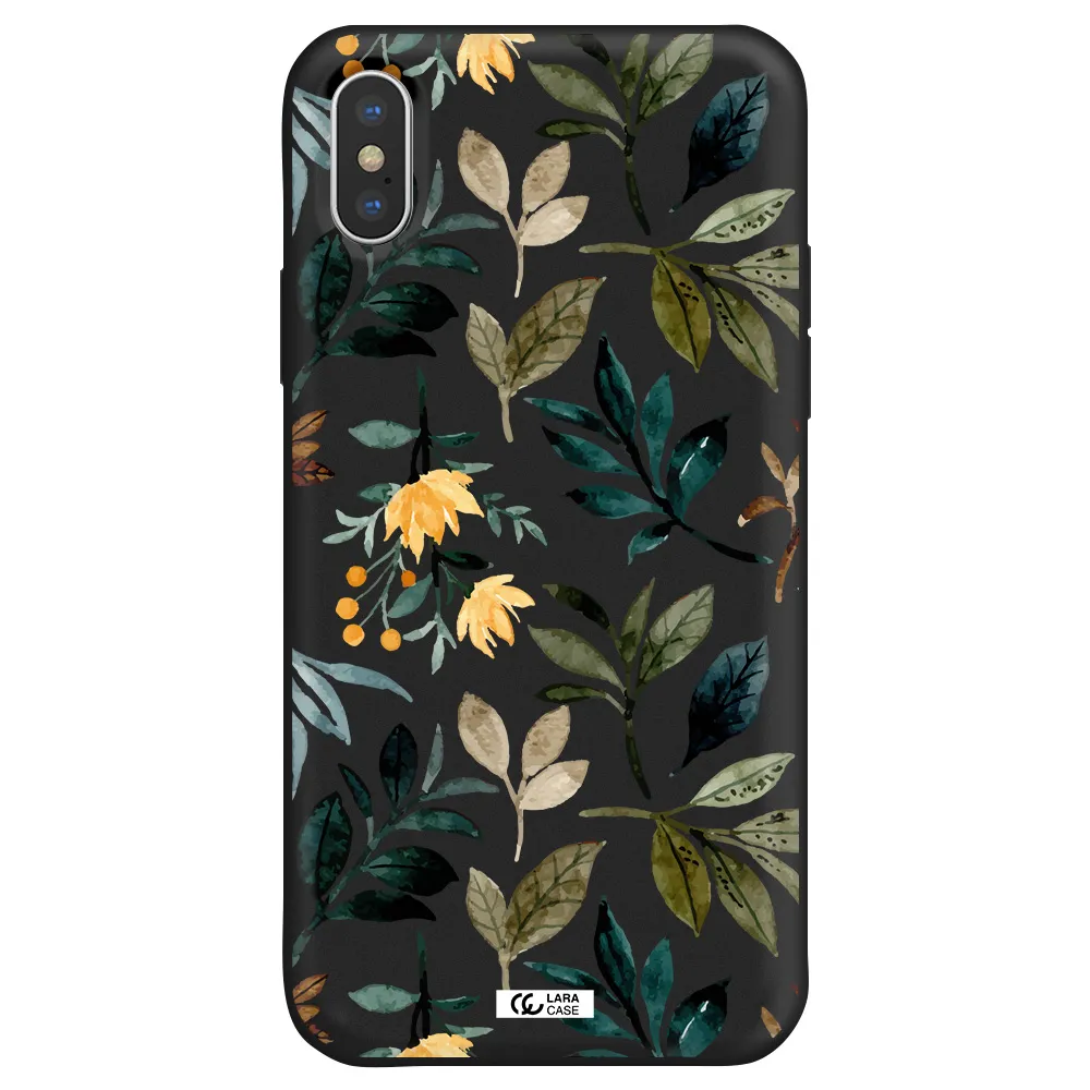 Fall Flowers Apple iPhone XS Silicone black Case