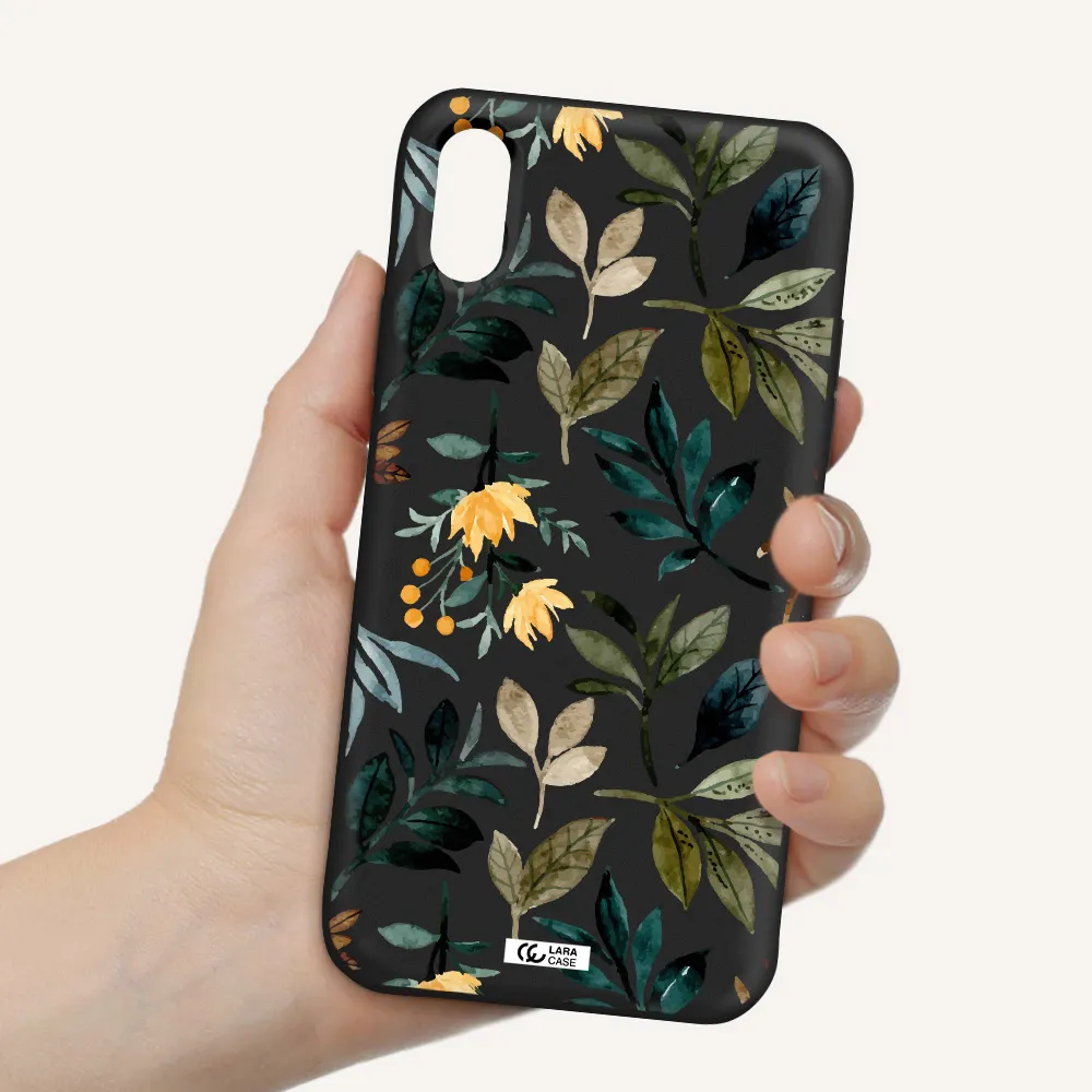 Fall Flowers Apple iPhone XS Silicone black Case