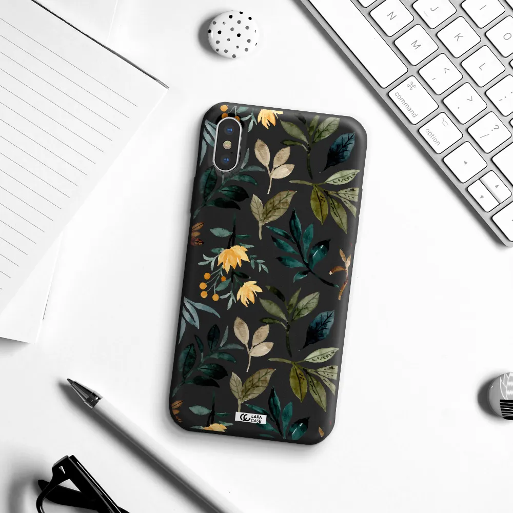 Fall Flowers Apple iPhone XS Silicone black Case