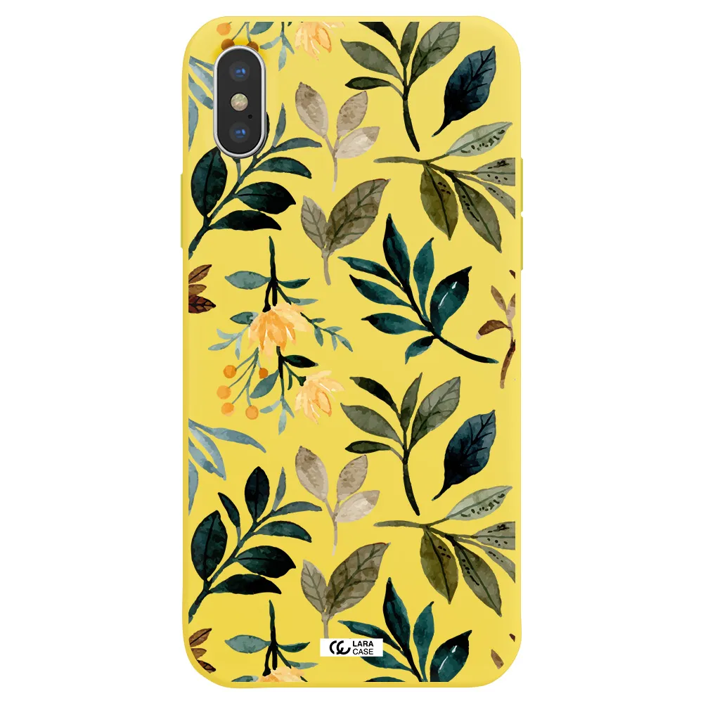 Fall Flowers Apple iPhone XS Silicone canary yellow Case