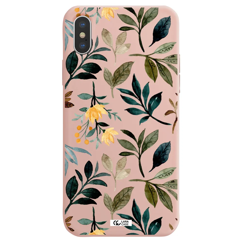 Fall Flowers Apple iPhone XS Silicone pastel pink Case