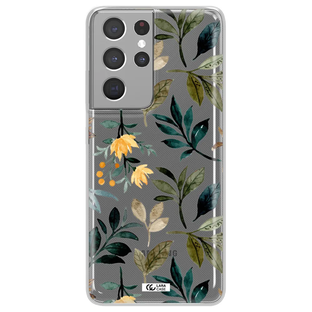 Fall Flowers Samsung S21 Ultra Clear TPU Case