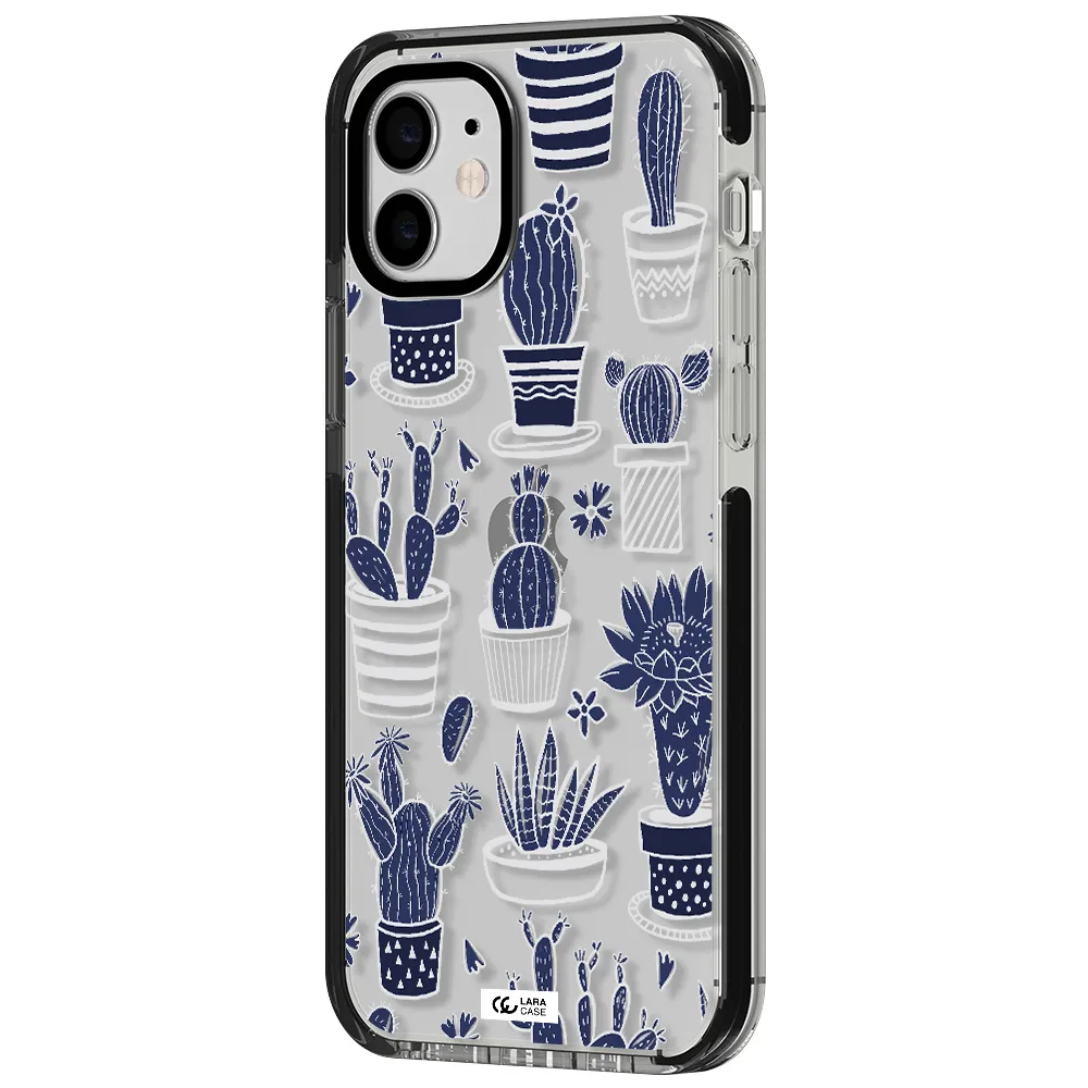 Blue Cactus Apple iPhone 11 impact black border Case