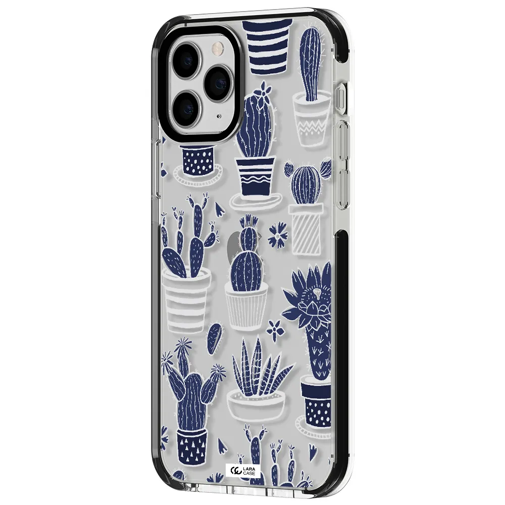 Blue Cactus Apple iPhone 11 pro impact black border Case