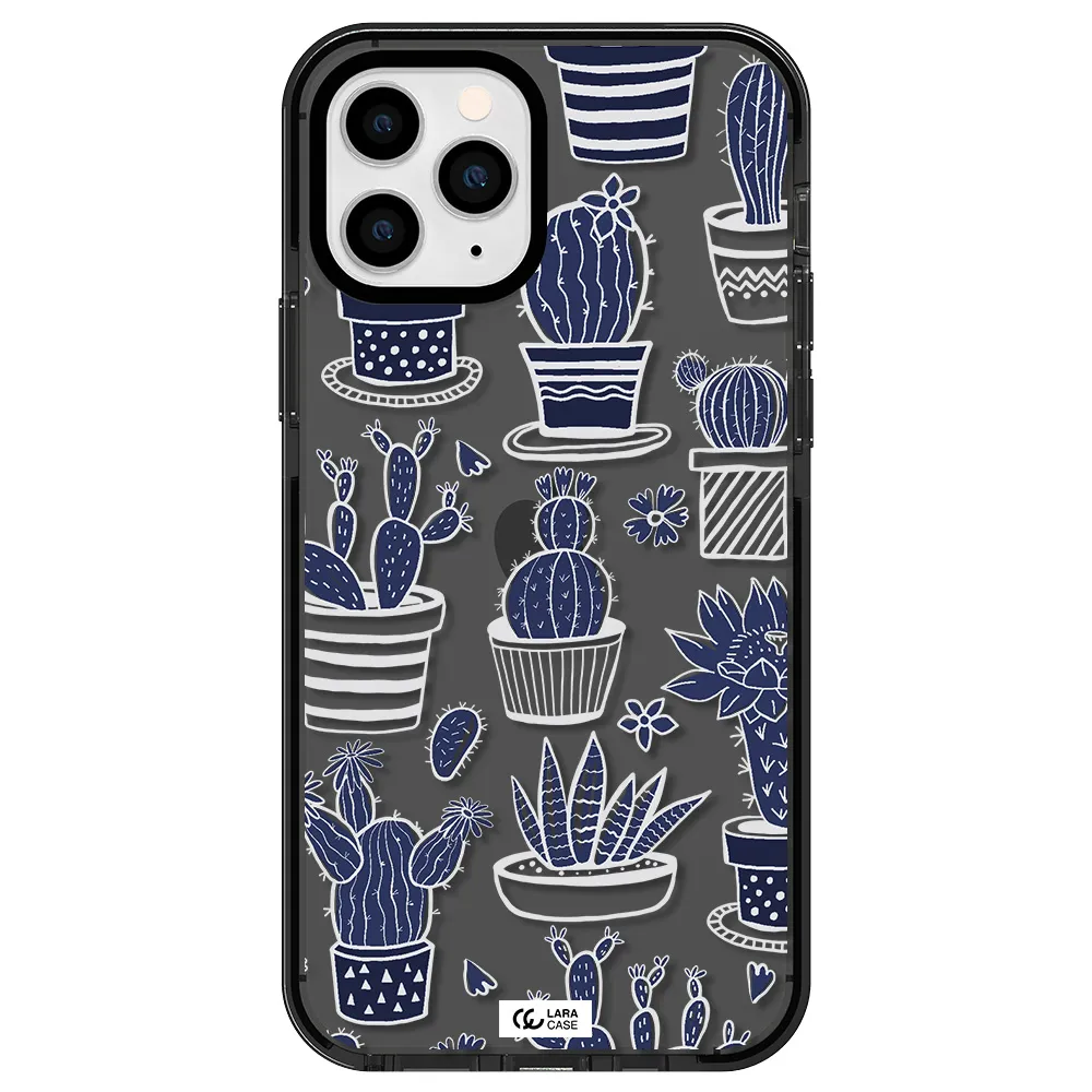 Blue Cactus Apple iPhone 11 pro impact Smoke Black Case
