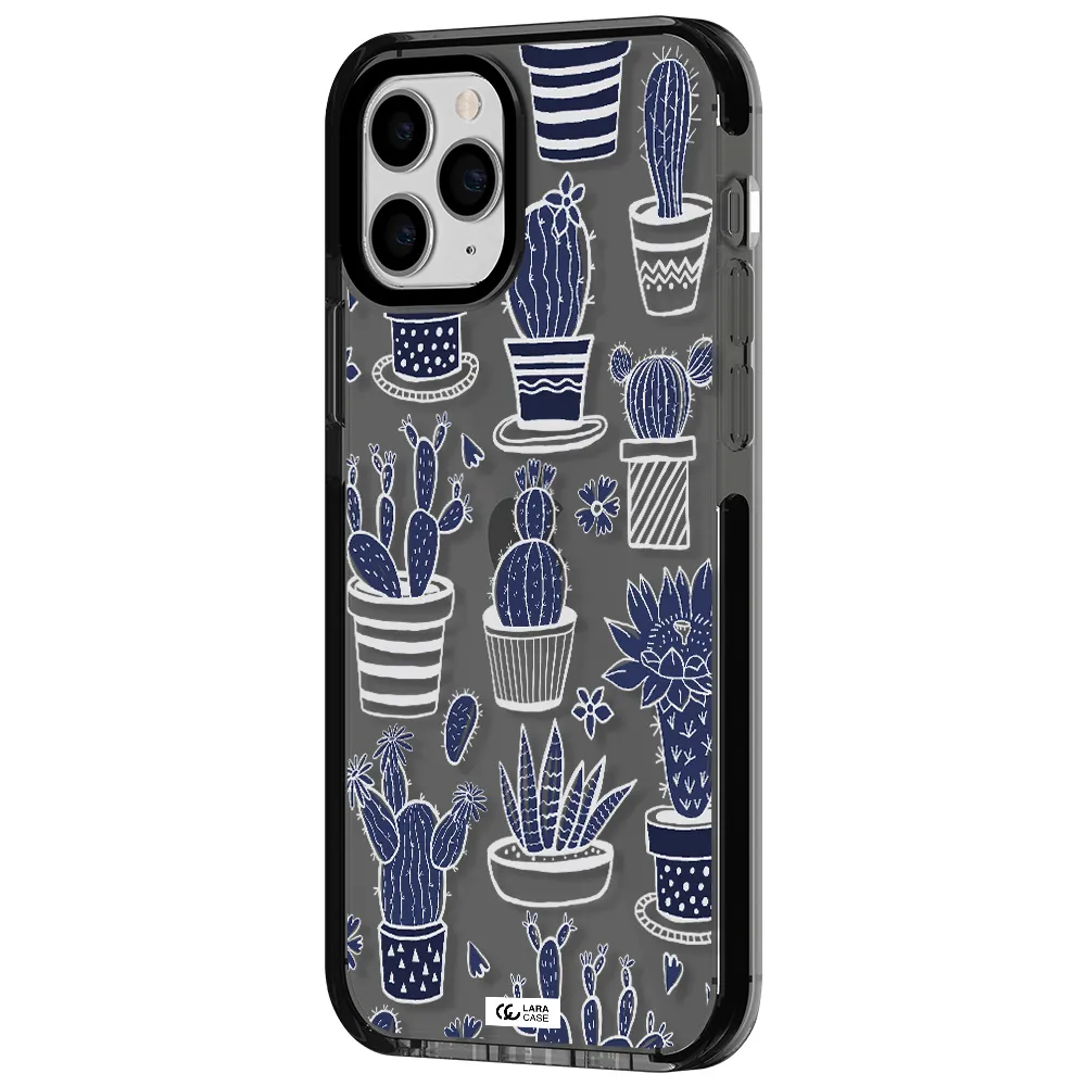 Blue Cactus Apple iPhone 11 pro impact Smoke Black Case