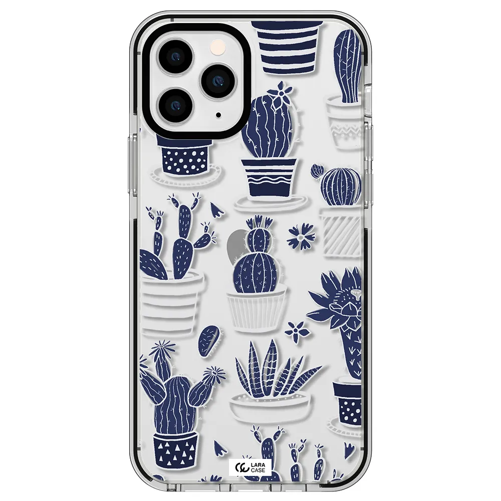 Blue Cactus Apple iPhone 11 pro max impact black border Case