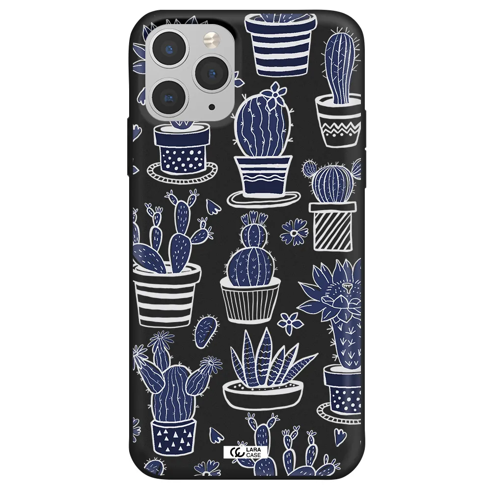Blue Cactus Apple iPhone 11 pro max Silicone black Case