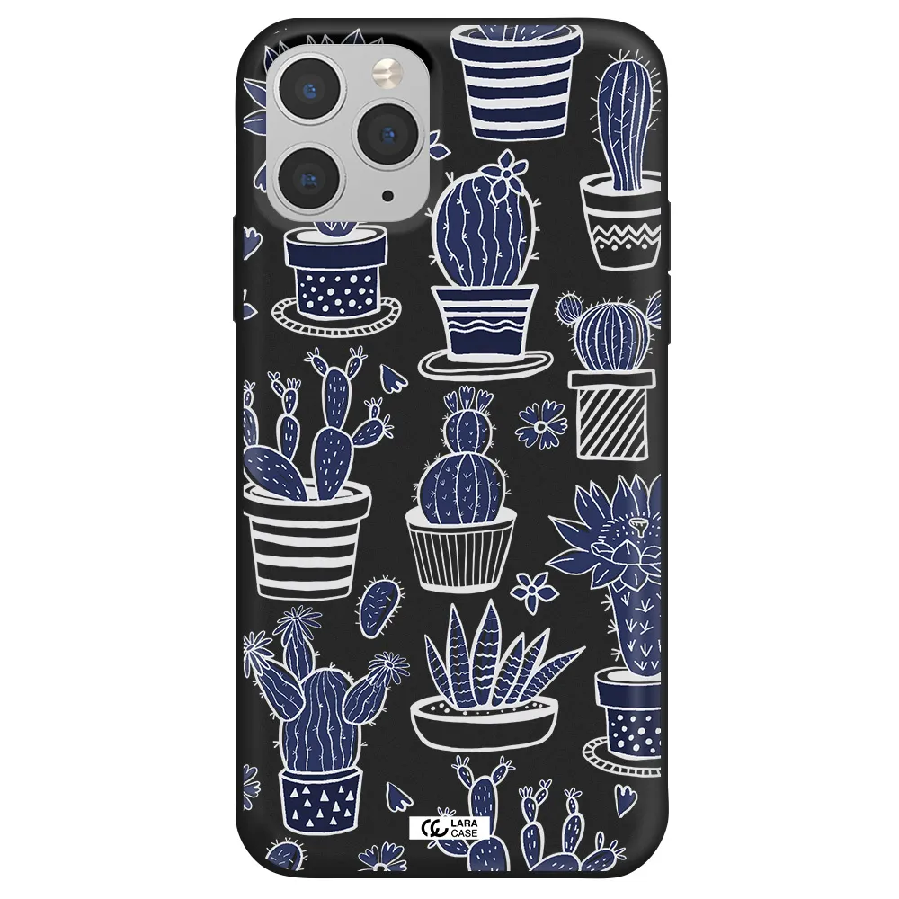 Blue Cactus Apple iPhone 11 pro Silicone black Case