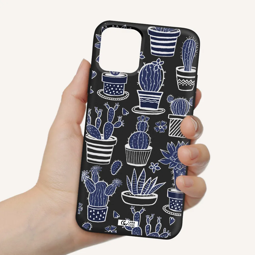 Blue Cactus Apple iPhone 11 pro Silicone black Case