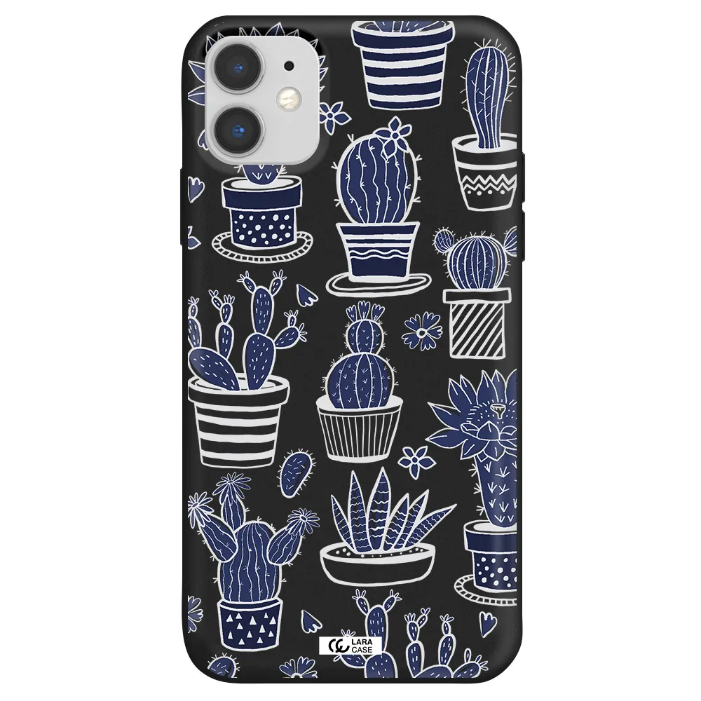 Blue Cactus Apple iPhone 11 Silicone black Case
