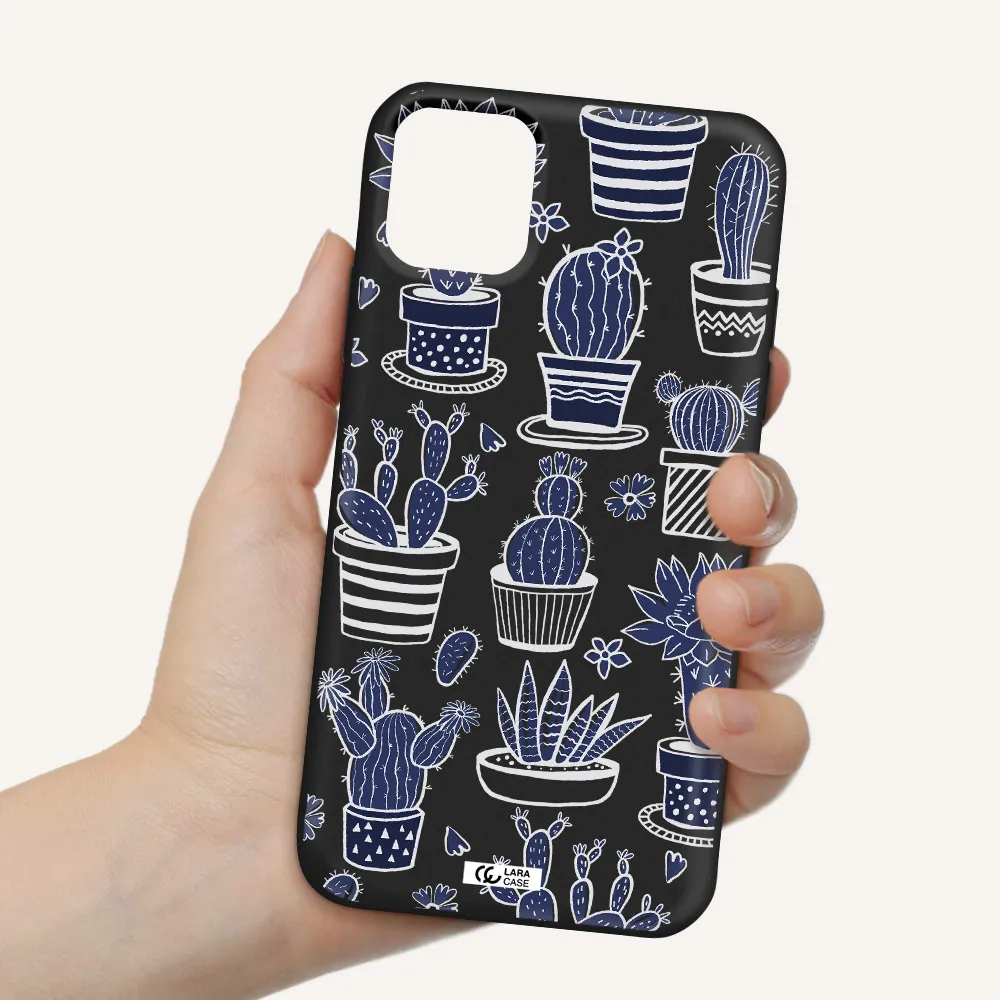 Blue Cactus Apple iPhone 11 Silicone black Case