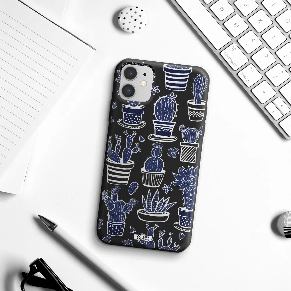 Blue Cactus Apple iPhone 11 Silicone black Case