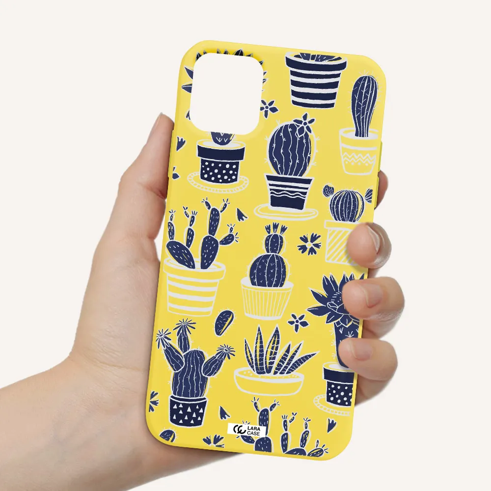 Blue Cactus Apple iPhone 11 Silicone canary yellow Case