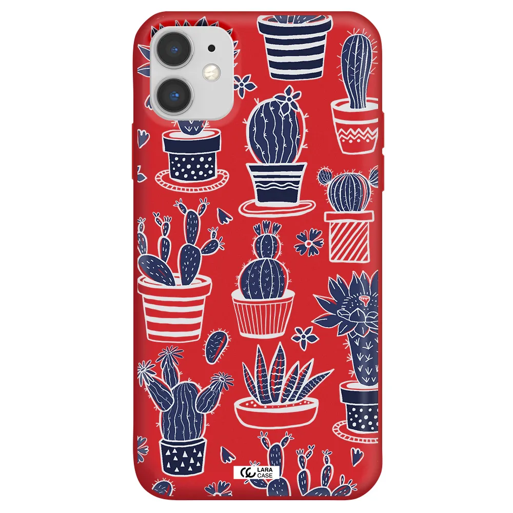 Blue Cactus Apple iPhone 11 Silicone Imperial Red Case