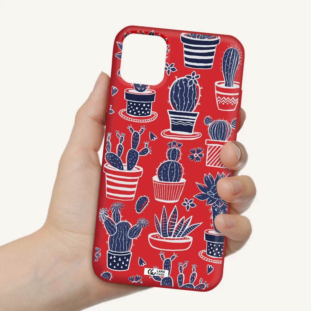 Blue Cactus Apple iPhone 11 Silicone Imperial Red Case