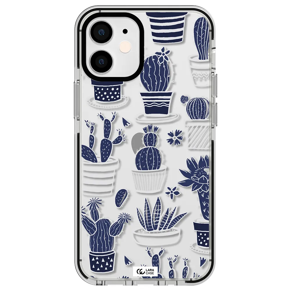 Blue Cactus Apple iPhone 12 mini impact black border Case
