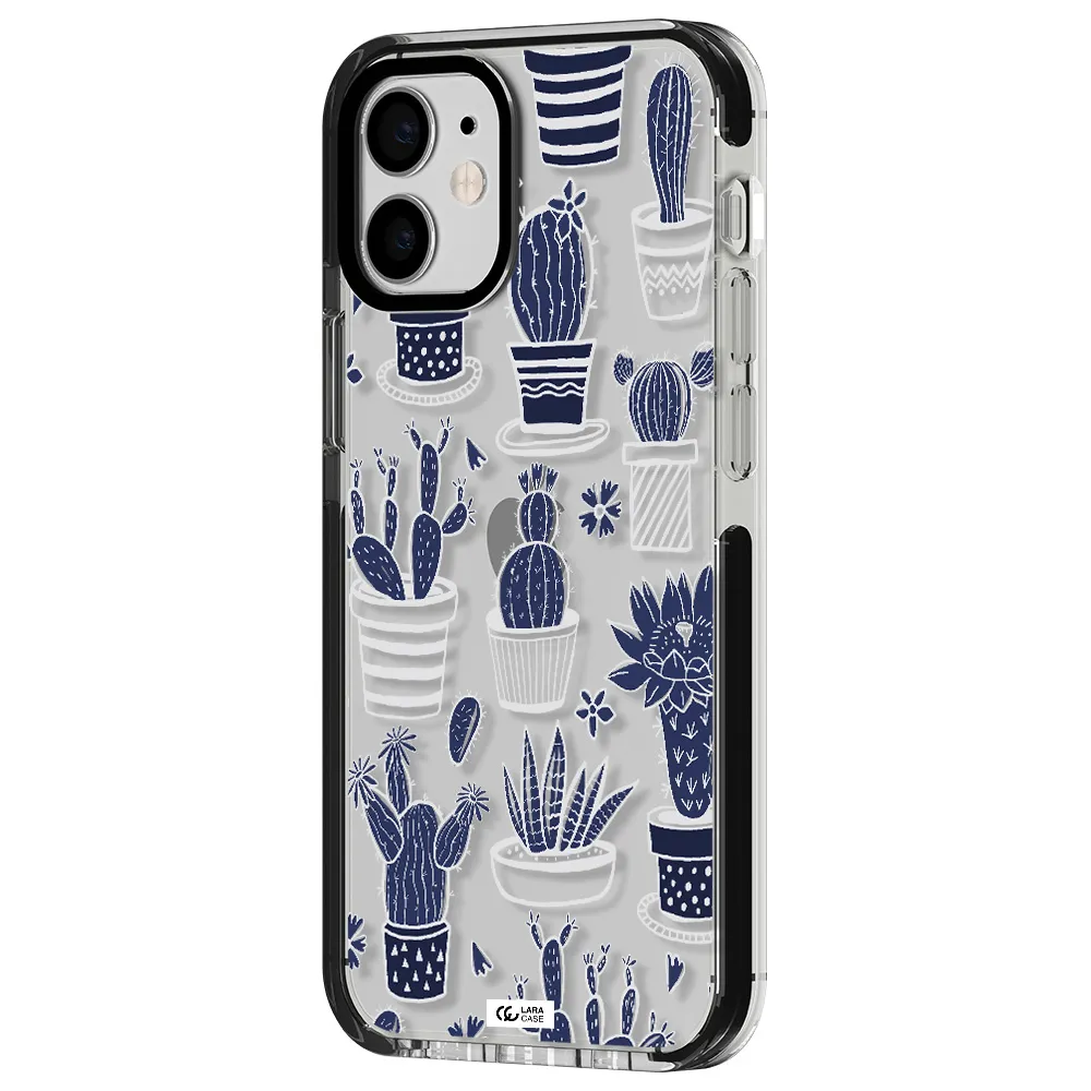 Blue Cactus Apple iPhone 12 mini impact black border Case