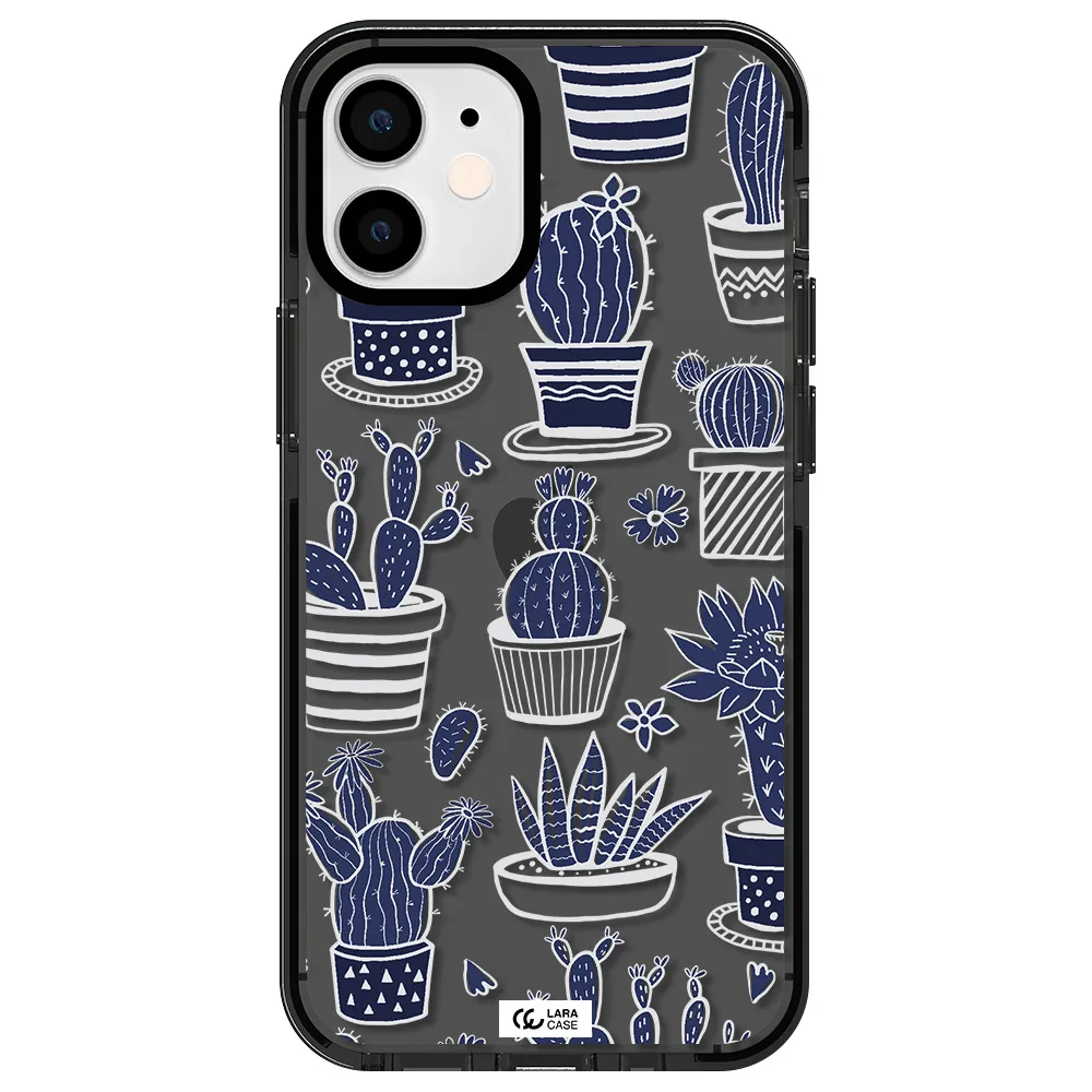 Blue Cactus Apple iPhone 12 mini impact Smoke Black Case