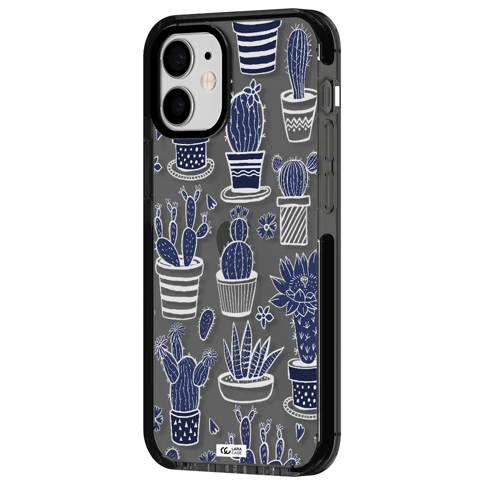 Blue Cactus Apple iPhone 12 mini impact Smoke Black Case
