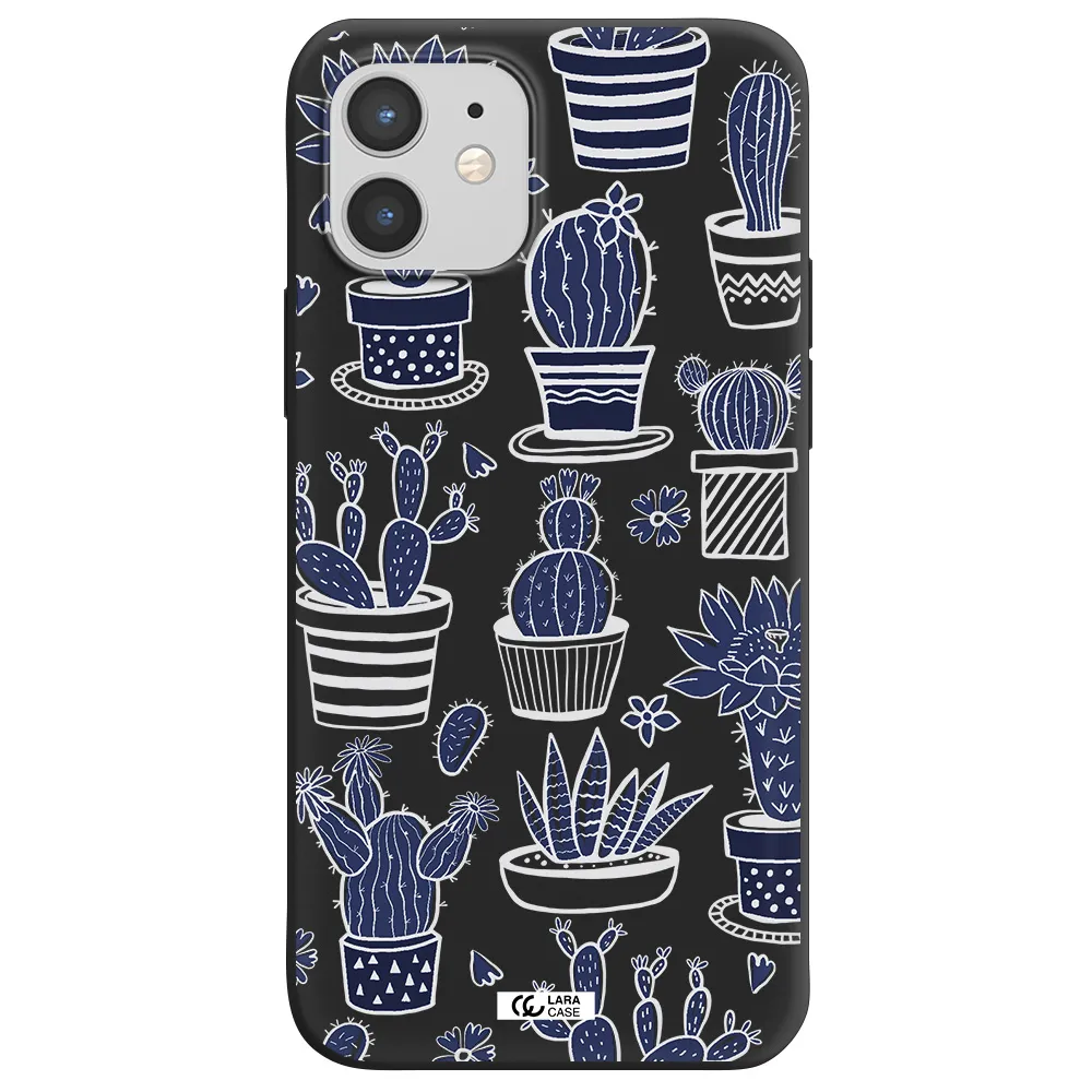 Blue Cactus Apple iPhone 12 mini Silicone black Case
