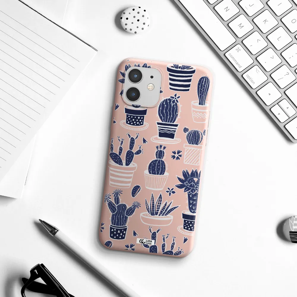 Blue Cactus Apple iPhone 12 mini Silicone pastel pink Case