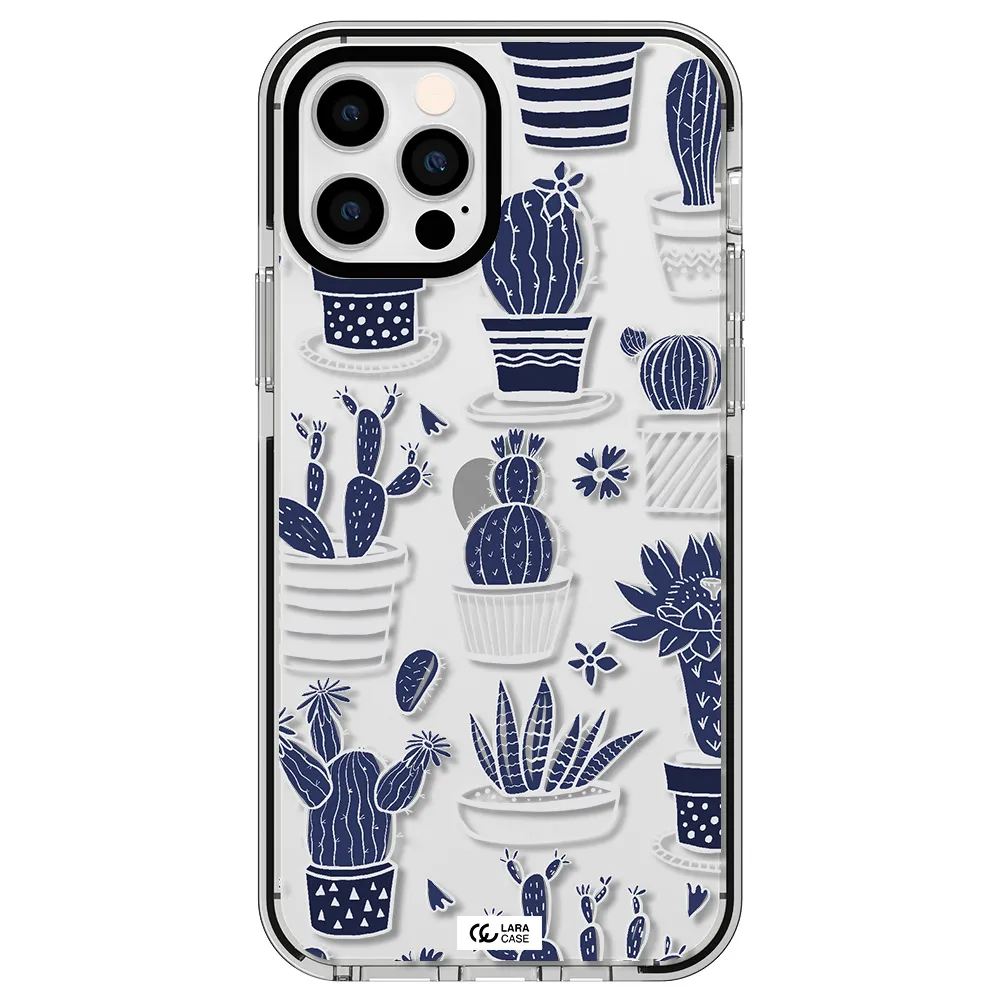 Blue Cactus Apple iPhone 12 pro impact black border Case