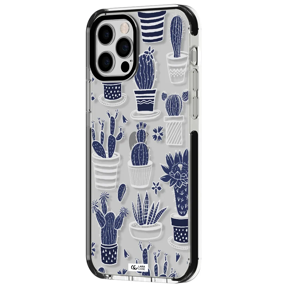 Blue Cactus Apple iPhone 12 pro impact black border Case