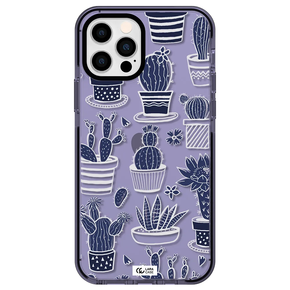 Blue Cactus Apple iPhone 12 pro impact Lilac Case