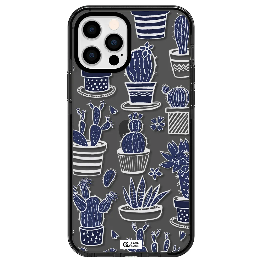 Blue Cactus Apple iPhone 12 pro impact Smoke Black Case