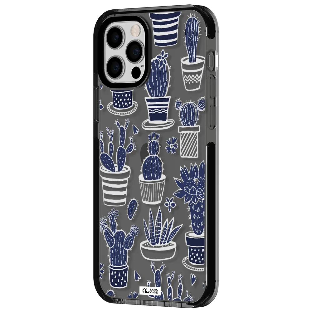 Blue Cactus Apple iPhone 12 pro impact Smoke Black Case