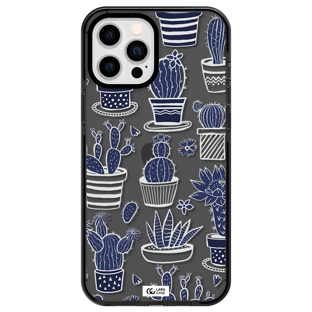 Blue Cactus Apple iPhone 12 pro max impact Smoke Black Case